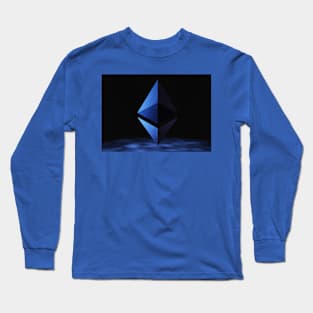 Ethereum logo ina dark backdrop, cryptocurrency Long Sleeve T-Shirt